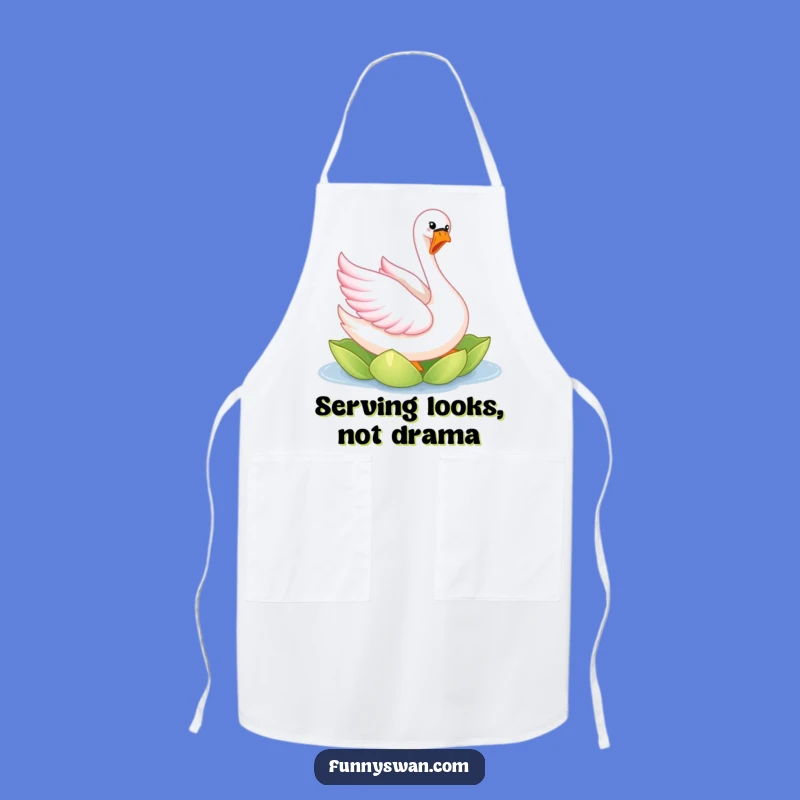 Funny Pink Swan Apron: Elegant Chef, Joyful Twirls, Perfect Kitchen Funny Gift