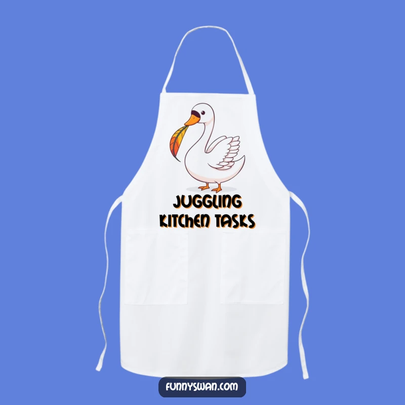Funny Swan Feather Balance Apron: Whimsical Kitchen Wear for Joyful Cooking