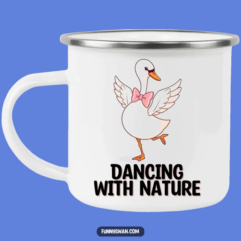 Funny Swan Bow Tie Pirouette Camping Mug: Durable & Stylish for Outdoor Elegance