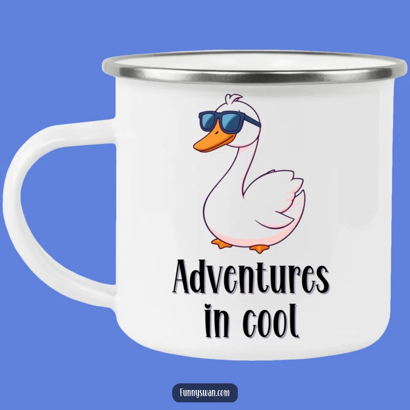 Funny Swan Sunglasses Grin Camping Mug: Durable & Cool for Outdoor Relaxation