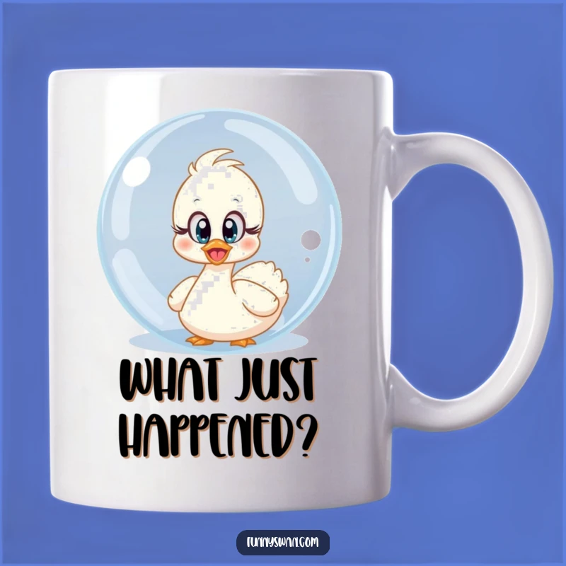 Funny Surprised Swan Mug: Innocent Eyes, Bubble Surprise, Perfect Funny Gift