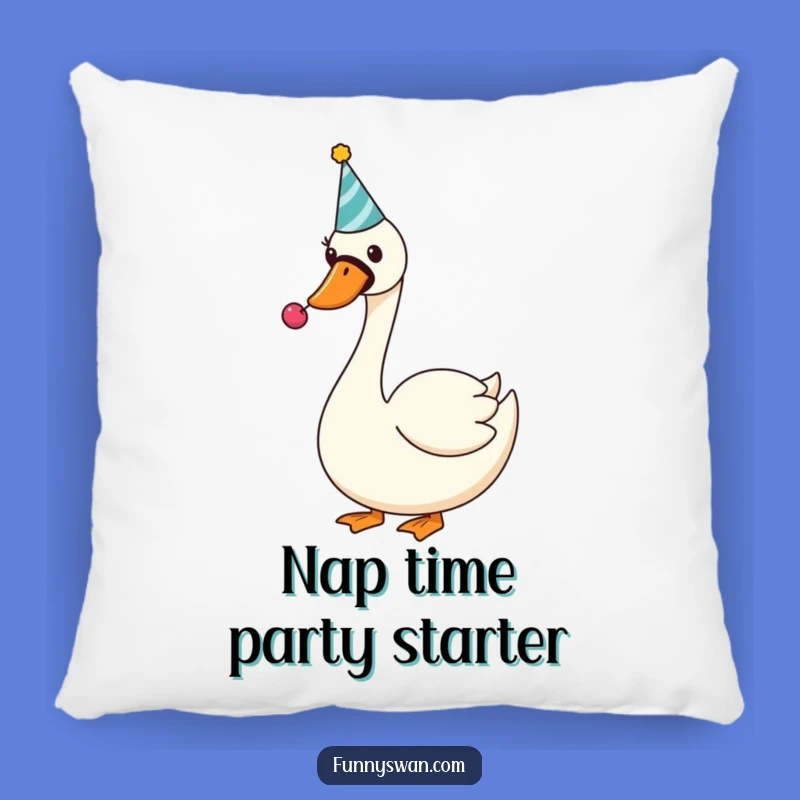 Funny Swan Party Hat Pillow: Soft & Comical Accent for Lively Home Decor