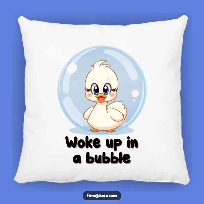 Funny Surprised Swan Pillow: Innocent Comfort, Bubble Accent, Ideal Funny Gift