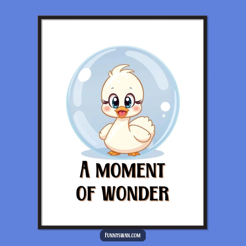 Funny Surprised Swan Digital Print: Innocent Surprise Art, Instant Funny Gift