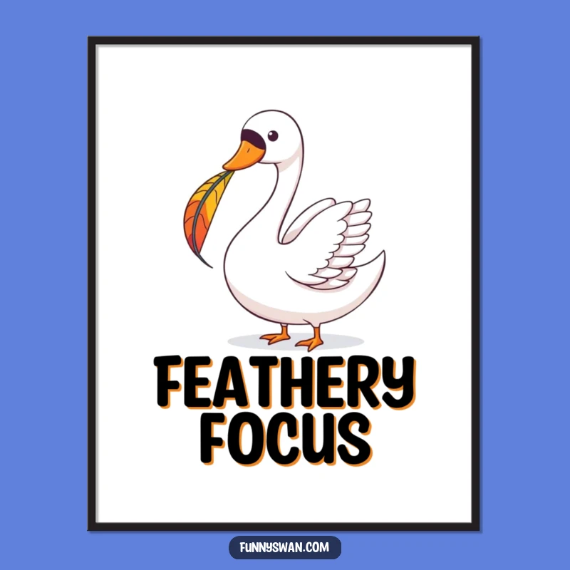 Funny Swan Feather Balance Digital Art: Instant Whimsical Decor for a Joyful Space