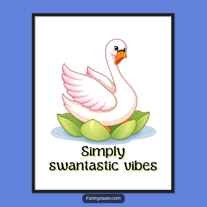 Funny Pink Swan Poster: Elegant Twirls, Joyful Art, Vibrant Funny Gift Decor