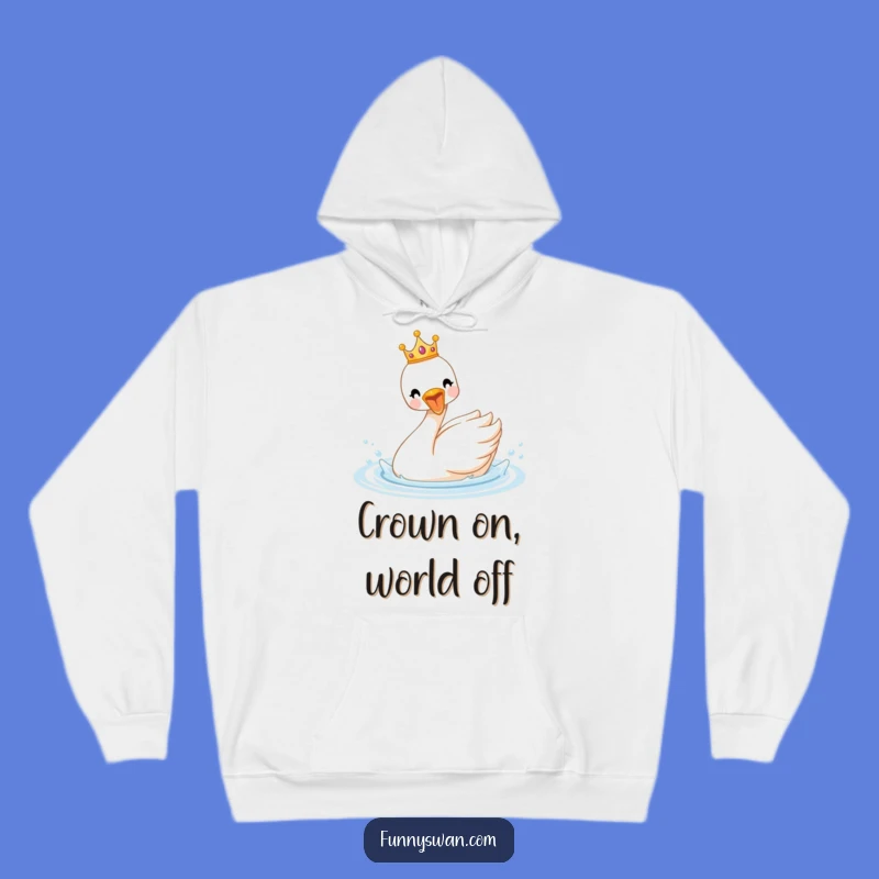 Funny Royal Swan Hoodie: Cozy Crown, Splashing Fun, Perfect Funny Gift