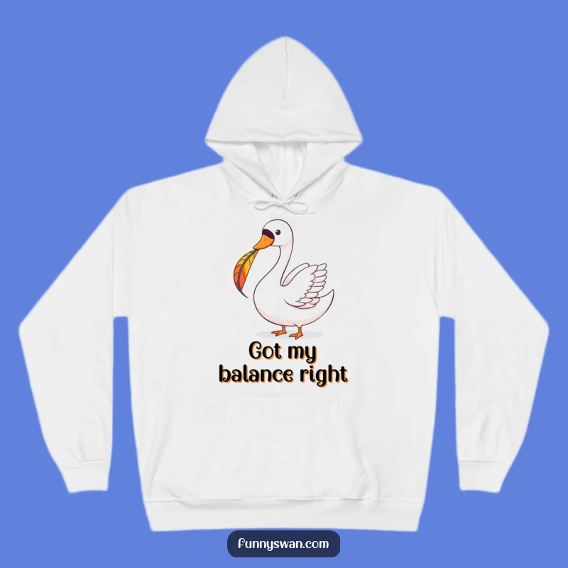 Funny Swan Feather Balance Hoodie: Cozy Comfort with a Touch of Whimsical Joy