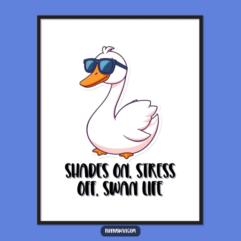 Funny Free Printable Wall Art: Contented Swan Sunglasses Goofy Grin Downloadable Home Decor