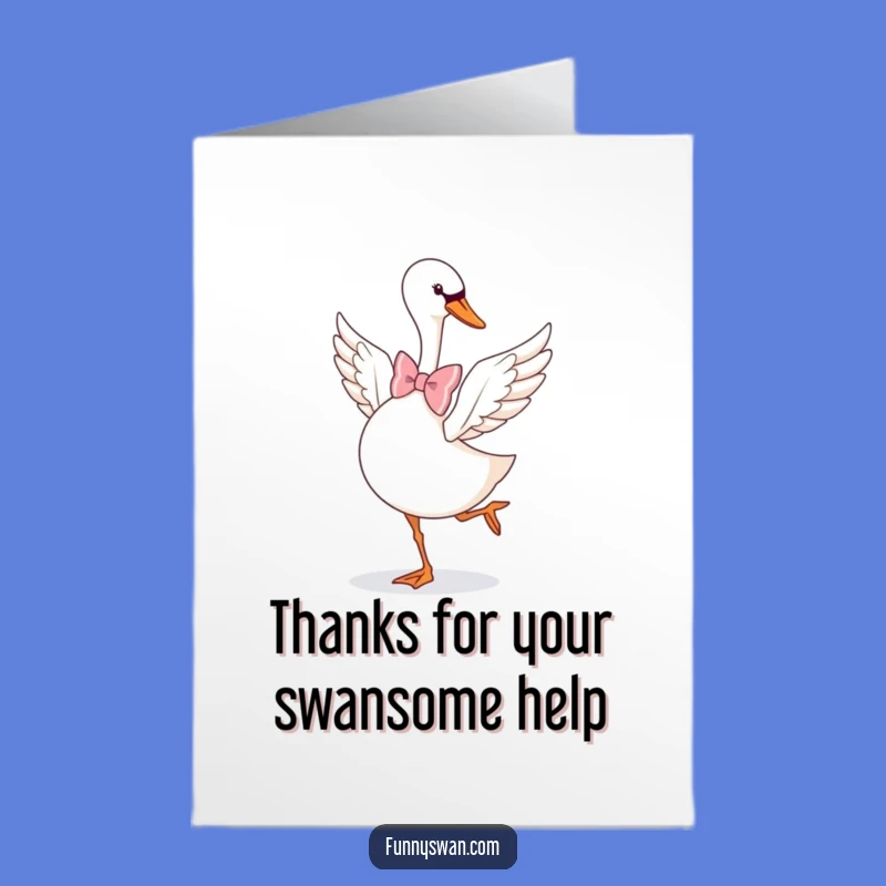 Free Printable Thank You Card: Graceful Swan Bow Tie Pirouette Funny Downloadable Gift
