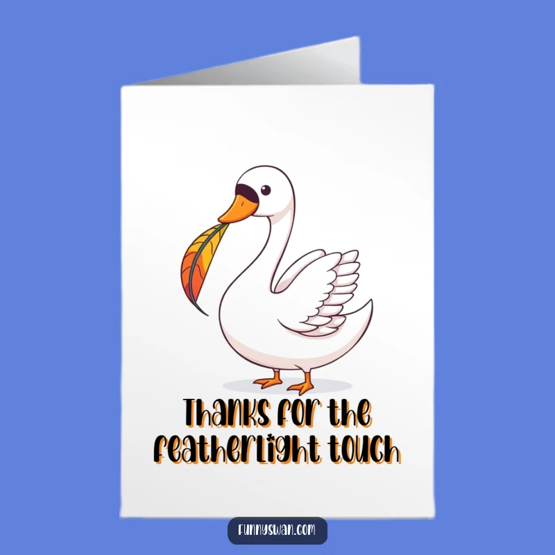 Free Printable Thank You Card: Joyous Swan Feather Balance Funny Downloadable Gift